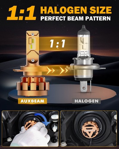 AUXBEAM H4 LED Headlight High&Low 6000K For Honda Civic 1992-2003 CR-V 2007-2014 - Picture 9 of 12