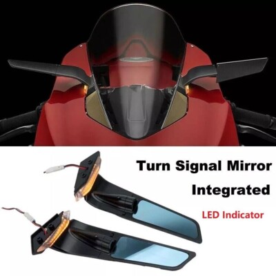 Einstellbare LED Wind Flügel Spiegel Mit Blinker Für Ducati Panigale V2 V4