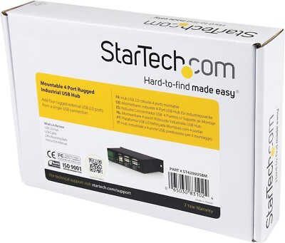 StarTech.com 4-Port USB 2.0 Hub - Metal Industrial USB-A Hub - (ST4200USBM)