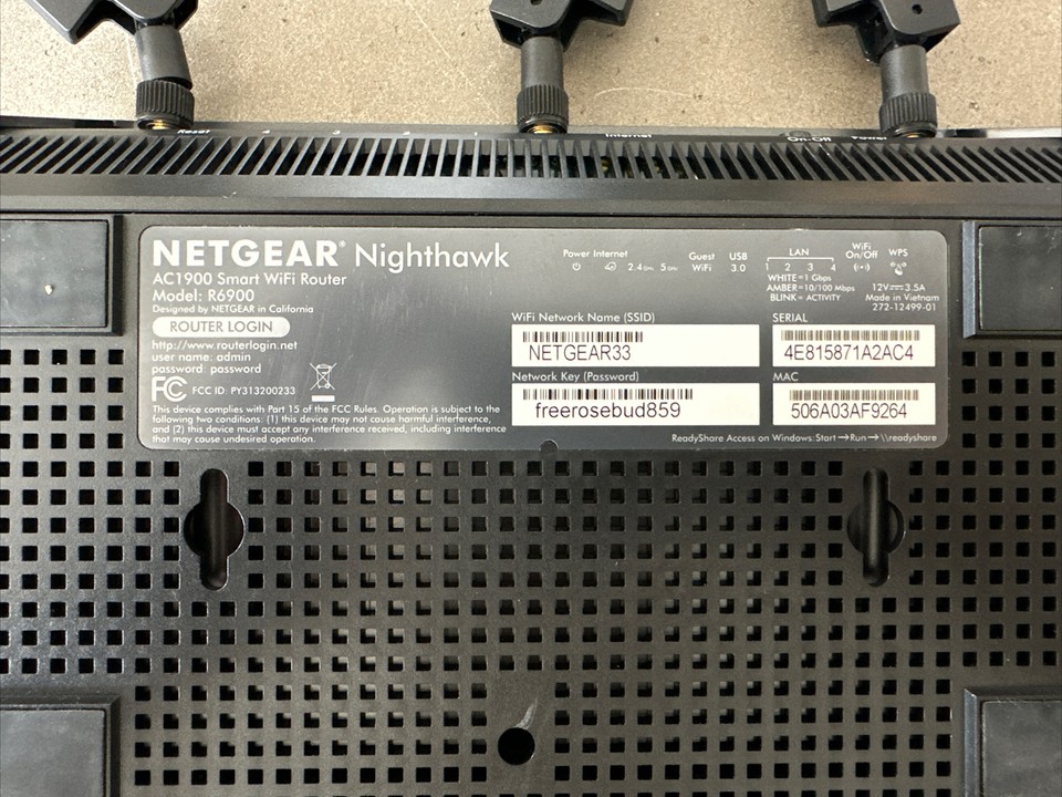 Netgear Nighthawk R6900 AC1900 Smart Wi-Fi Router (TESTED/WORKING) No ...