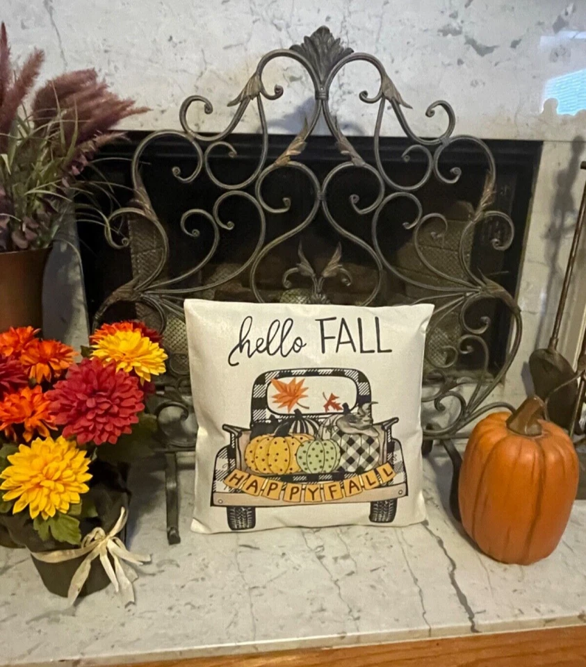 Cuadrado de otoño de 4 piezas de calabaza de acción de gracias para granja Foto 2 de 4