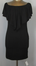 NWT DKADMG Black Off The Shoulder Dress Womens Size L Chest 34 Ruffled 324-31129