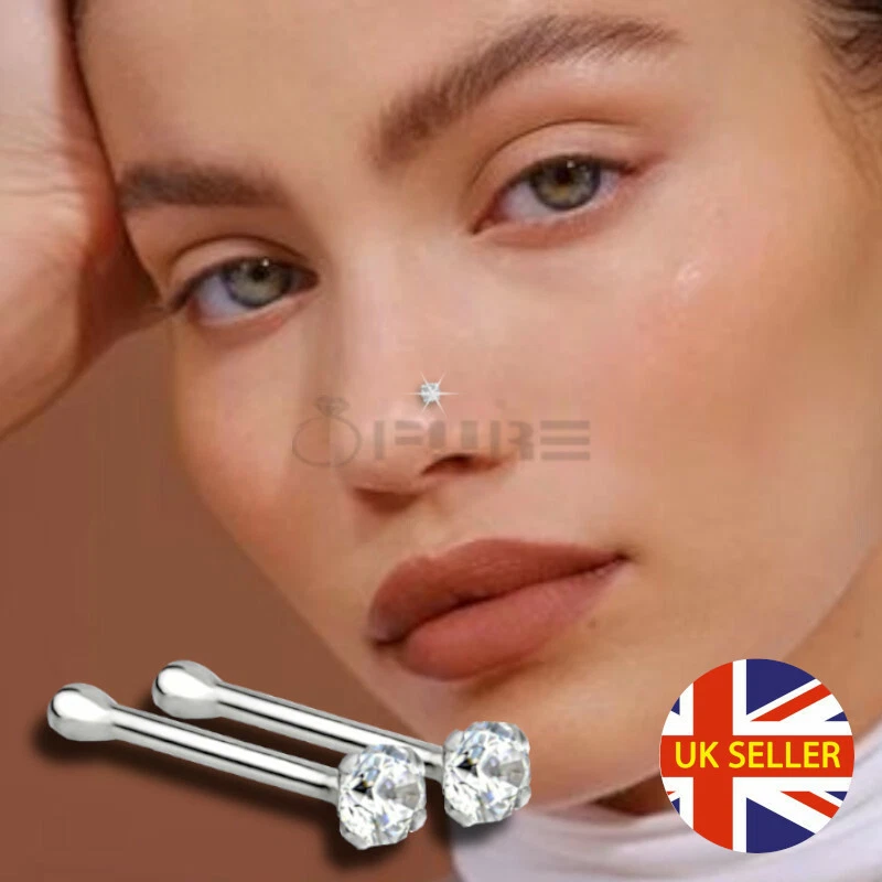 Silver Rose Gold Nose Ring Hoop Stud Cartilage Piercing Surgical Steel  Jewelry | eBay