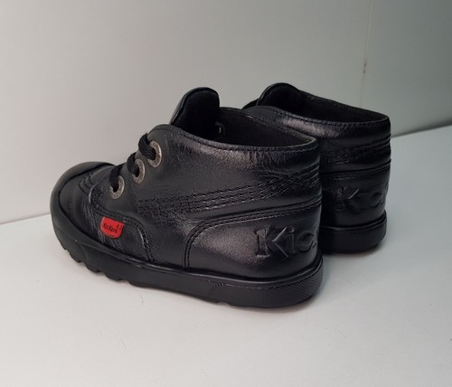 KICKERS SIZE 7UK EUR24 BOYS GIRLS BLACK LEATHER NURSERY SHOES BOOTS RUBBER TOE - Picture 10 of 17