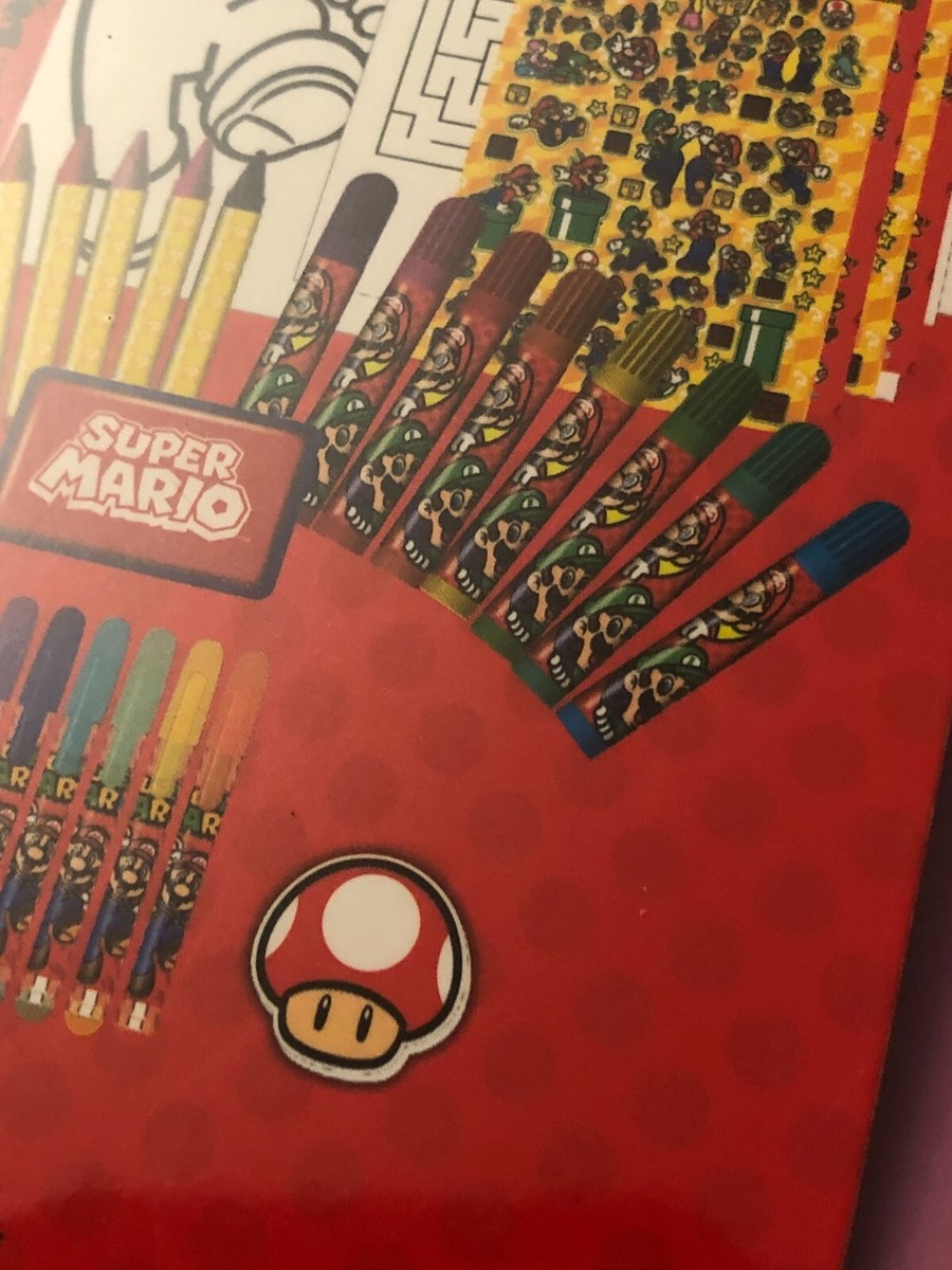 Super Mario Deluxe Activity Set Coloring Book 500+ Pieces -Markers 