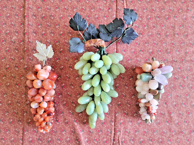 VTG Alabaster, Agate, & Multi-colored Grape Clusters of Natural Stone Set of 3
