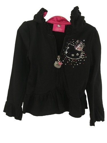 Hello Kitty Fur Hoodie Outwear Jacket & Plush Toy Size 4 Black | eBay