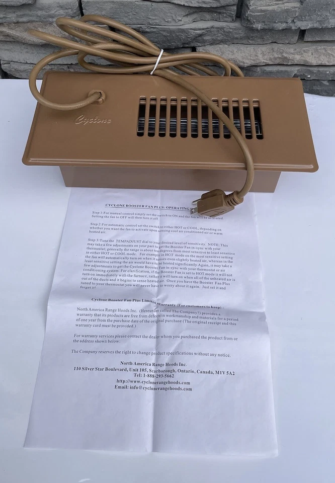 Cyclone Booster Fan Plus In Brown for vents 3" x 10" and 4" x 10" NEW Open Box - Image 2 of 4