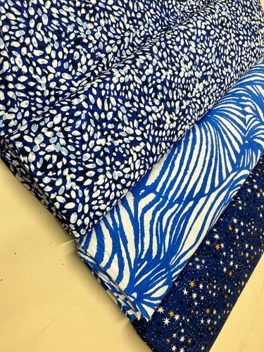 Jersey fabric 150cms wide stretch cotton viscose material cool blues designer - Picture 2 of 14