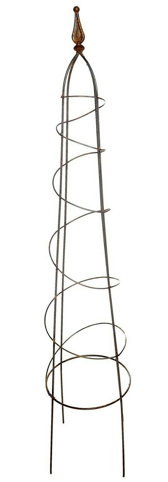 Spiral Natural Rust Obelisk Climbing Plant Support Garden Frame Pyramid