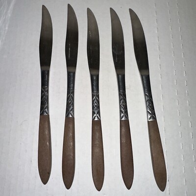 Set of 5 Epic  Brown Handle Steak Knives, Japan Knife