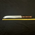 Vintage Vernco 13 3/4" Slicing Carving Knife Wood Handle 9" Blade Prongs — photo 4