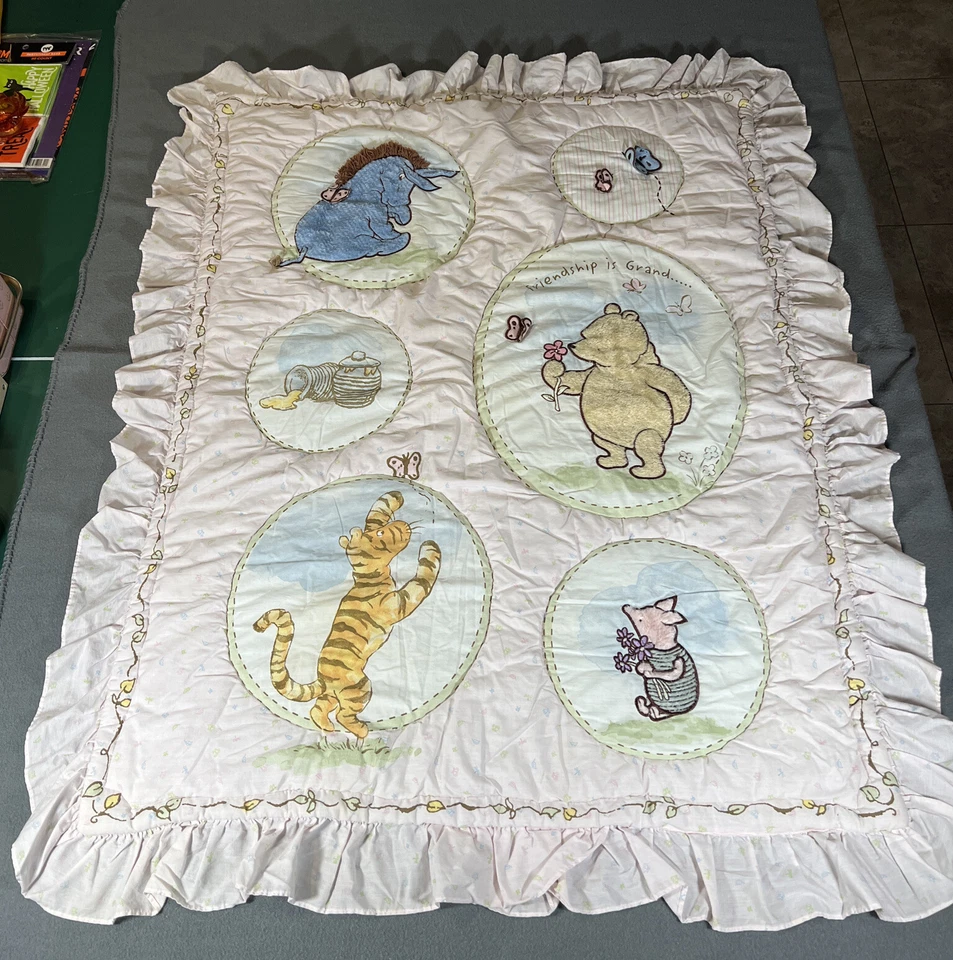 Disney WINNIE THE POOH Cuna Ropa de Cama Edredón Manta 36 x 46 Rosa Guardería Foto 2 de 4