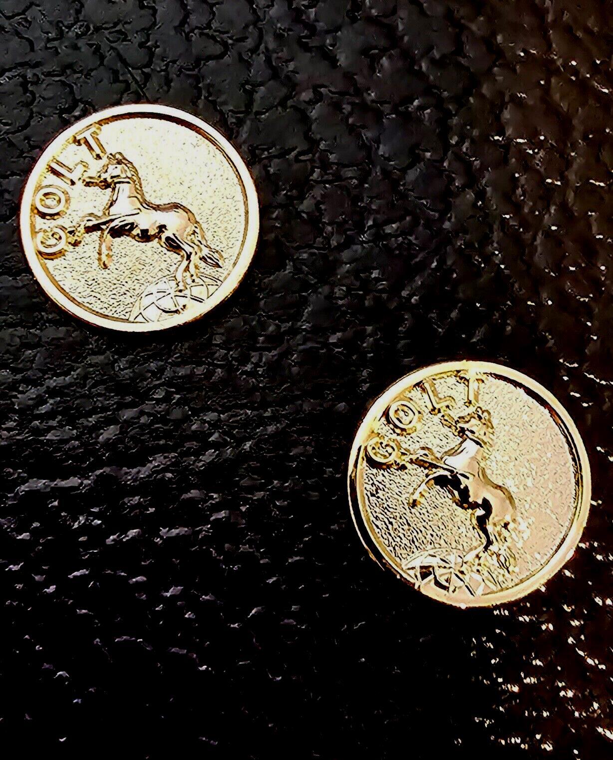 Custom 2 x Colt 1911 GRIP MEDALLIONS HI-POWER CHALLENGER 24K Real Gold Plated