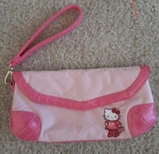 Hello Kitty Suede Wristlet Clutch Purse 9 Inch Long Sanrio Vintage 