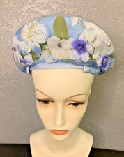 Vintage Montaldo's 1950's Blue Floral Beret Hat EUC