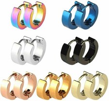 Surgical Stainless Steel Hoop Earrings Hypoallergenic Huggie Men Women Piercings