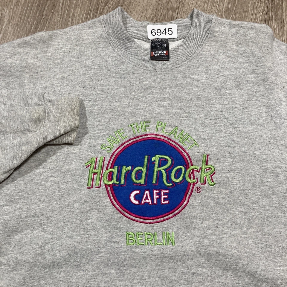 Suéter Hard Rock L Años 90 00 Y2k Berlín Café Save The Planet Pullover Cuello Redondo Foto 3 de 4
