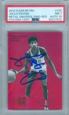 Julius Erving 2013 Fleer Retro PMG Red #235 PSA DNA NM 7 Auto 10