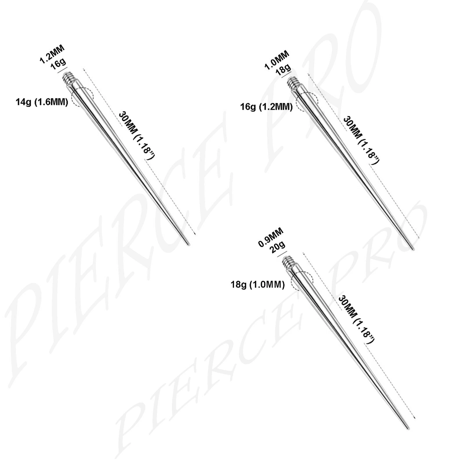 Titanium Piercing Taper Insert Pin 16g 18g 20g Internally Threaded Jewelry - product detail image 1