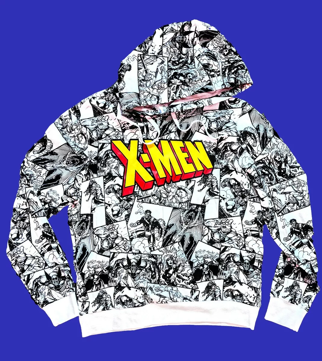 Disney Marvel X-Men Printed Pullover Zip Hoodie Sweatshirt Comic Strip  Heros