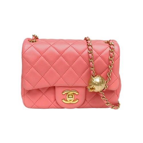 CHANEL CF flap bag Square Bag 17cm Blush Pink Lambskin  Crossbody Bag