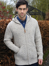 NWT Aran Men  s Hooded Aran Cardigan  , Choose Color  Size  