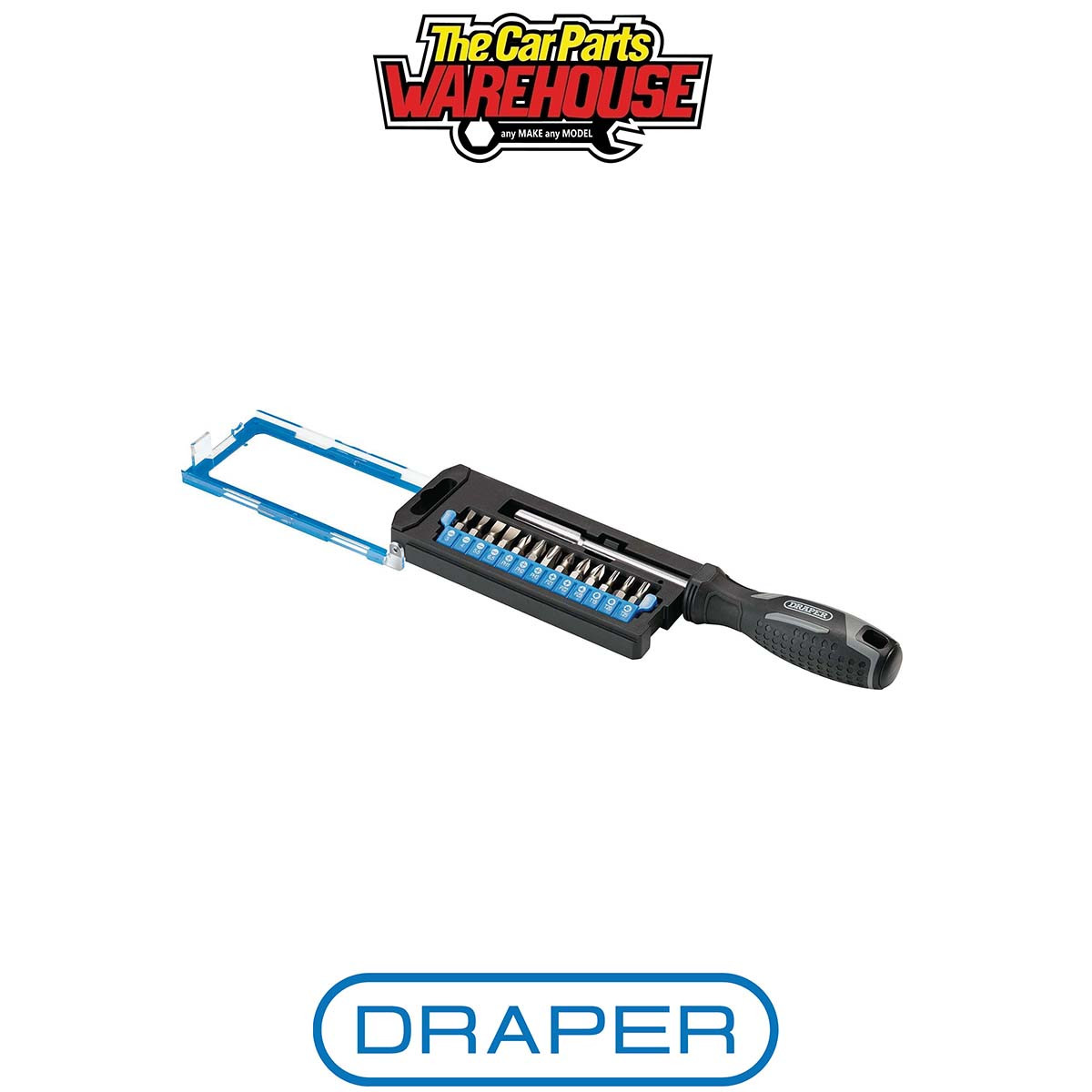 Draper Black Soft Grip Magnetic Bit Holder Screwdriver And 14 Piece Bit Set - Image 4