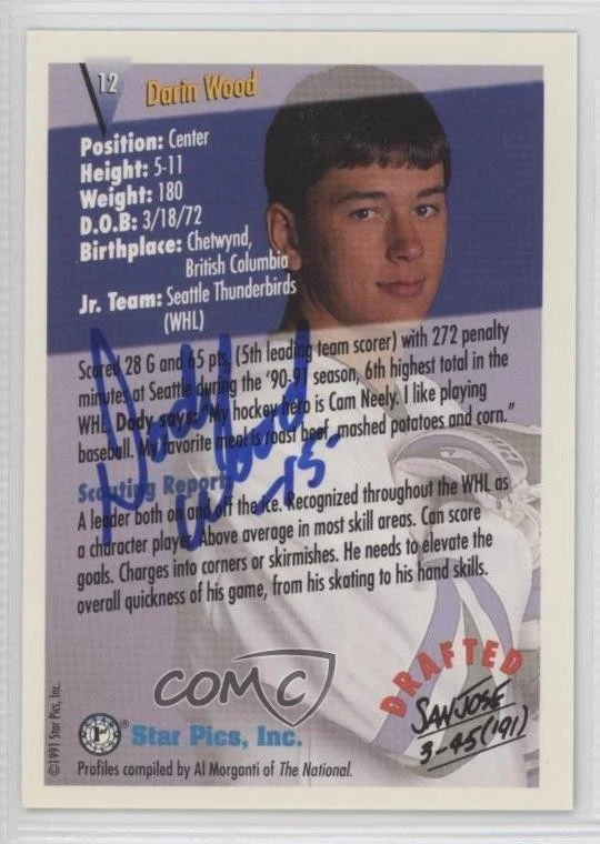 1991 Star Pics Auto Dody Wood #12 Auto - Image 2 of 2