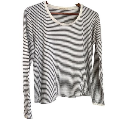 Marine Layer Long Sleeve T Shirt Small S White Black Striped Top Pima Cotton
