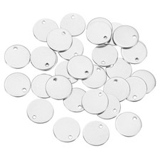 40Pcs 12mm Diameter Flat Round Blank Stamping Tag Pendants Charm Silver 