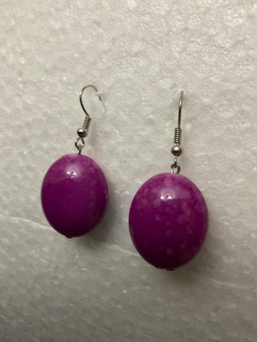 Handmade Purple Bead Earrings, Elegant Dangle Jewelry, Artisan Crafted Gift
