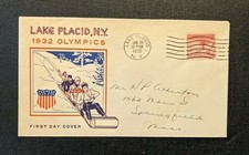 1932 Olympic Games Lake Placid NY FDC 716 21 Cover to Springfield MA