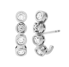 NEW MICHAEL KORS SILVER TONE 4 BEZEL CRYSTALS CUBIC ZIRCONIA CZ CLIMBER EARRINGS