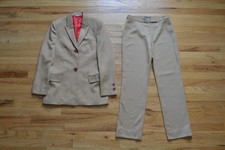 Gianni Versace FW1999 Contrast Red Rayon Lined Wool Pant Suit