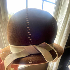 Women  s Brown Felt Cloche Hat Beige Ribbon Bow, One Size Fall/Winter