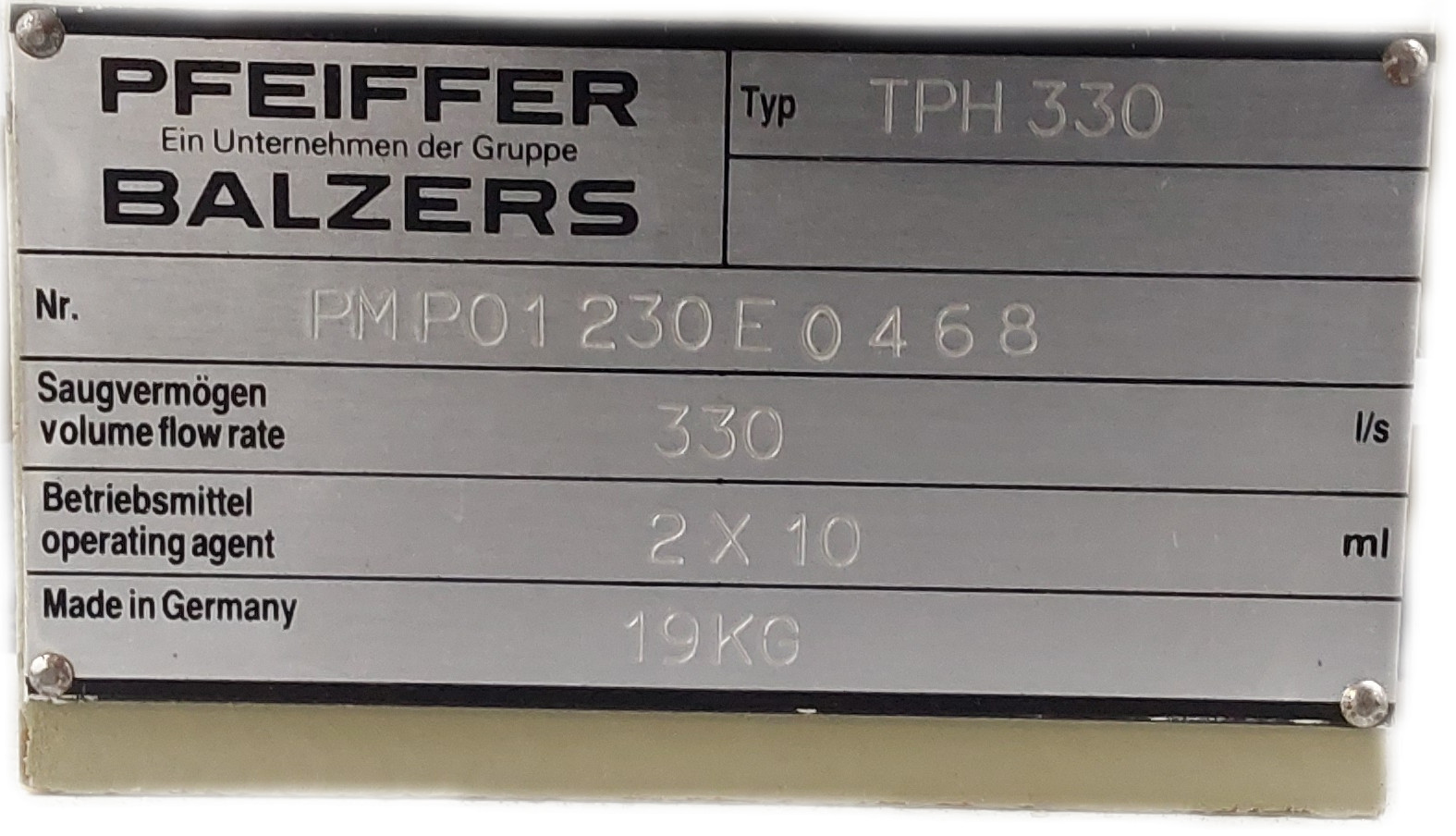 Pfeiffer Balzers TPH330 Turbomolecular Vacuum Pump 