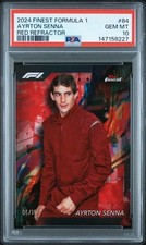2024 TOPPS FINEST FORMULA 1 #84 AYRTON SENNA RED REFRACTOR /10 - PSA 10 - POP 2