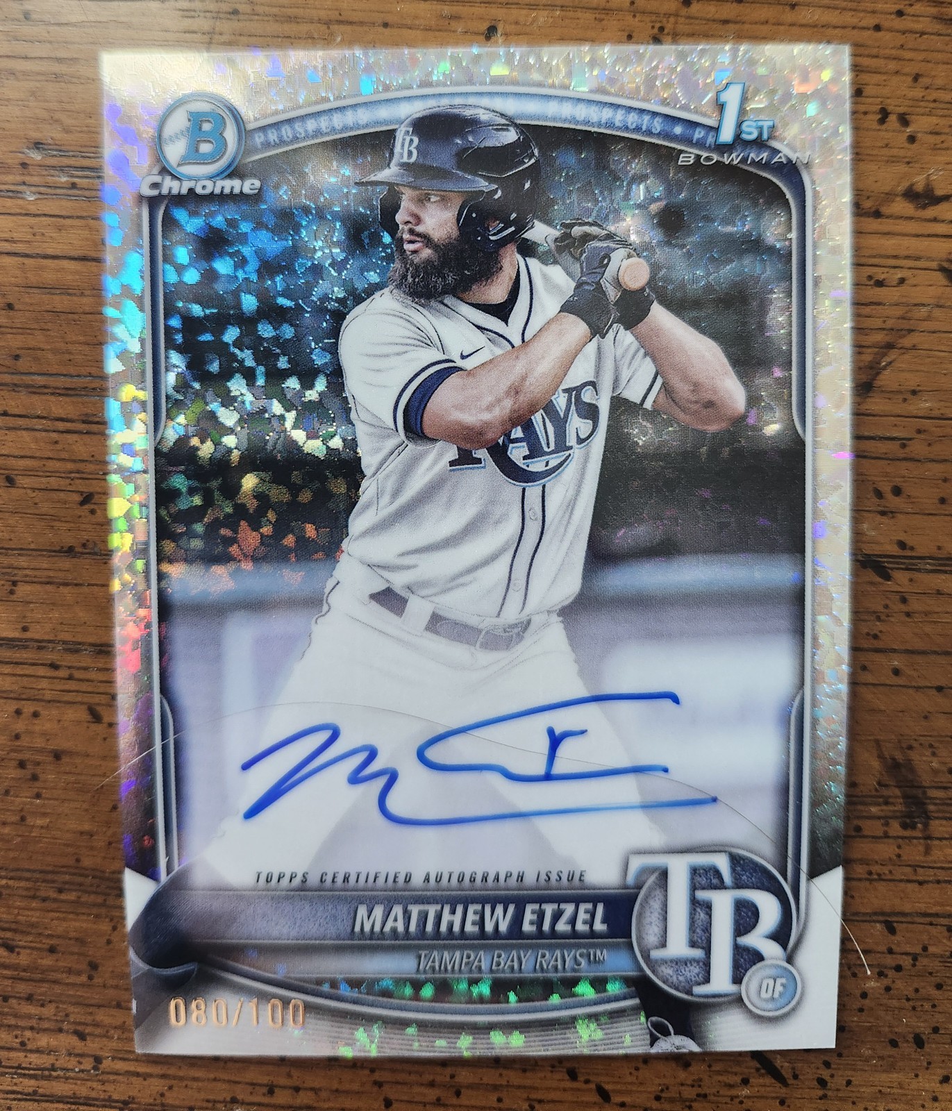 2025 Bowman Chrome Matthew Etzel 1st Speckle Refractor Auto /299 #CPA-ME Rays