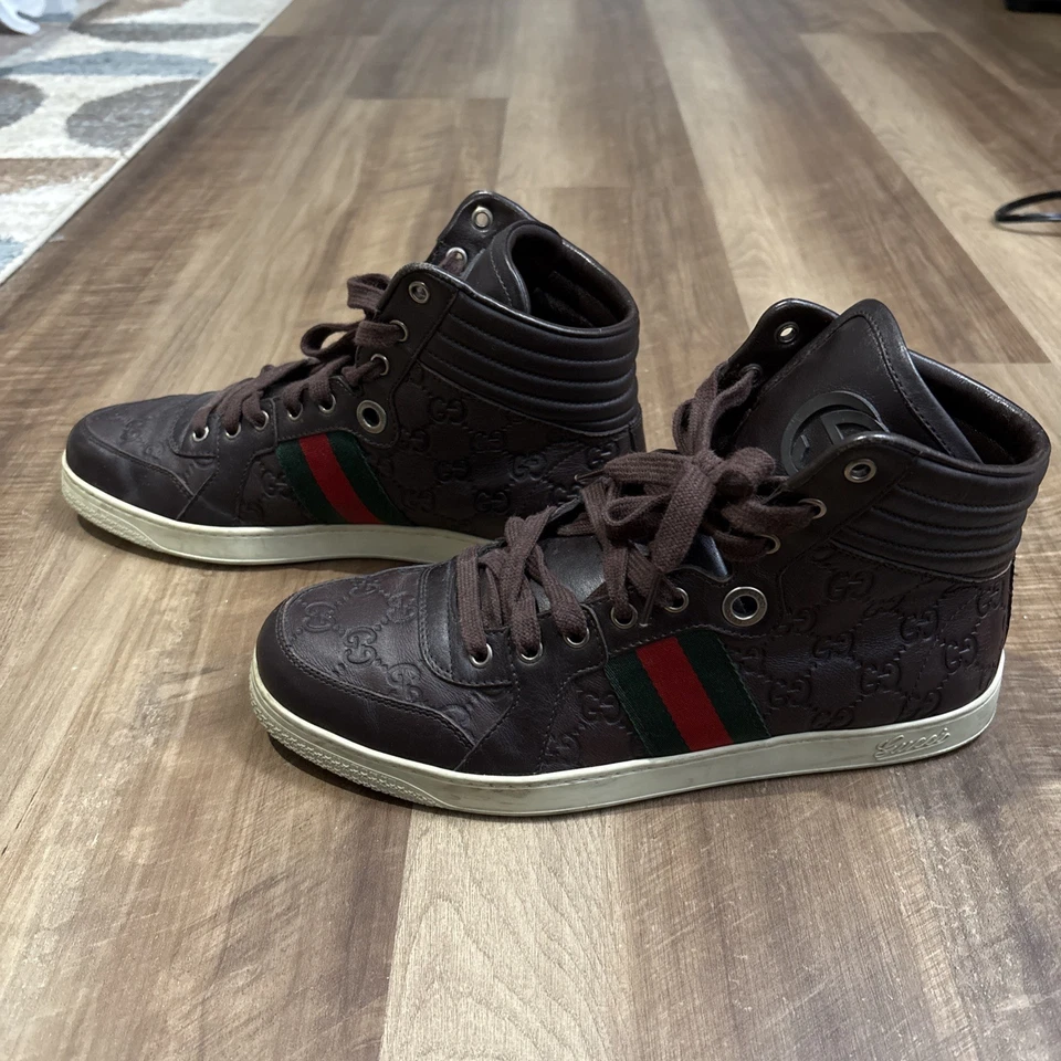 AUTHENTIC GUCCI CODA MENS HI TOP SNEAKERS BROWN UK SIZE 8.5 US SIZE 9.5 EU 43 - Image 4 of 4