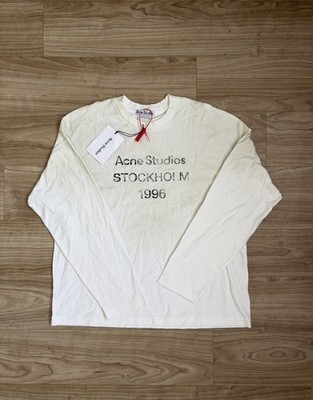 Acne Studios Unisex Langarm T-Shirt Raglan Rundhals Baumwolle Logo weiß S