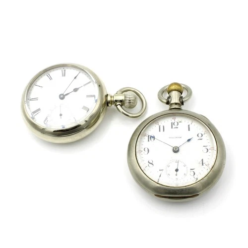 Antique Waltham 18s 7j 55-57mm Open Face Men's Pocket Watches Lot of 2 #WB4269-2