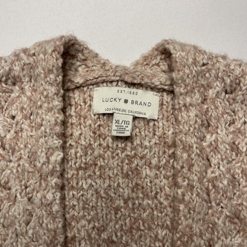 Lucky Brand Gr. XL rosa Häkel Strick offene Strickjacke Langarm dick Grobstrick - Bild 2 von 4