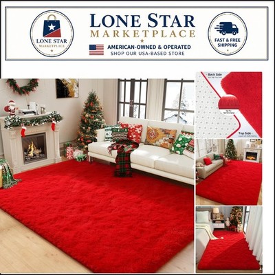 Non-Slip 4x5.3 Feet Cozy Red Fluffy Rug - Perfect for Nurseries and Teen Rooms