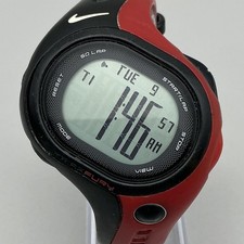 Nike Triax Fury Mens Watch 48mm Gray Digital 50 Lap Black Red WR0142 New Battery