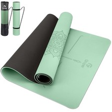 Yoga Mat Non Slip TPE Thick Yoga Mat with Alignment Mark, Large Size 72"L x 3...