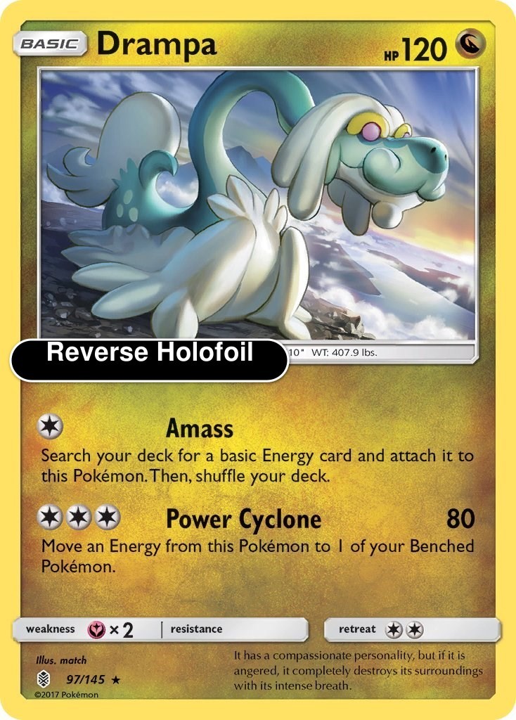 Pokemon - Drampa - Reverse Holofoil [SM02 - 97/145 Near Mint]