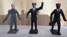 Lincoln Logs 1950's Lead Figurines - Lot of 3 Train Figures