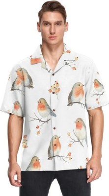 Robin Bird Hawaiian Shirt Holiday Vacation Beach Summer Aloha