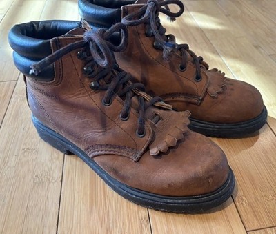 VINTAGE USA MADE Red Wings Moc Toe Supersole Boots Brown Leather 7.5 B Mens